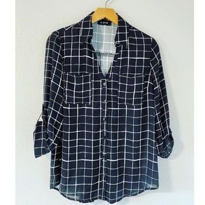 🦋 3/$15 A.BYER Grid Print Button-down Top